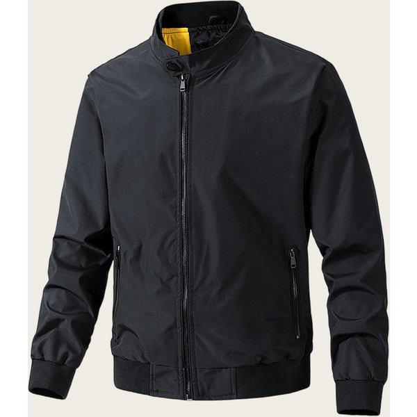 Men's Lightweight Flight Jacket - Slim Fit Casual Spring & Summer Bomber Jacket, Breathable Polyester, Zipper Closure, Solid Colors-image