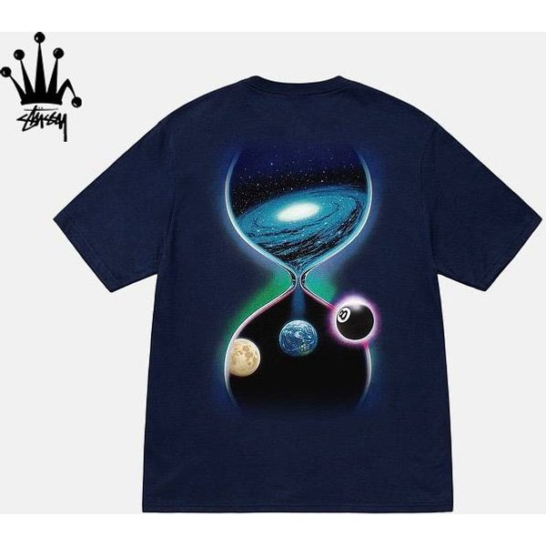 Stussy Fashion Hourglass Universe Ball Pure Cotton Short Sleeved T-shirt