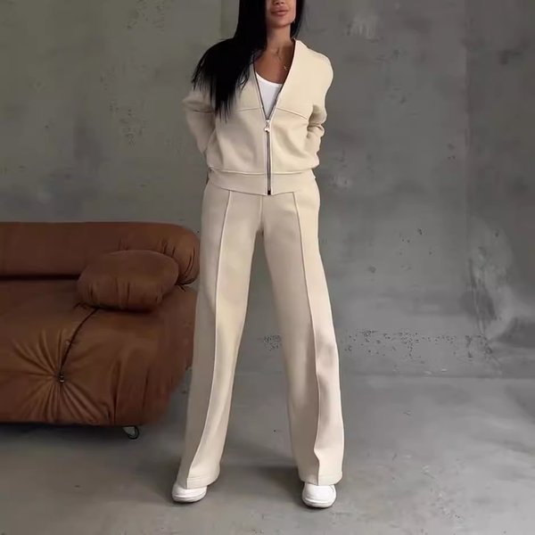 Women's Clothing Independent Station Women's Suit Autumn New Women's Solid Color Sweater Casual Suit-image