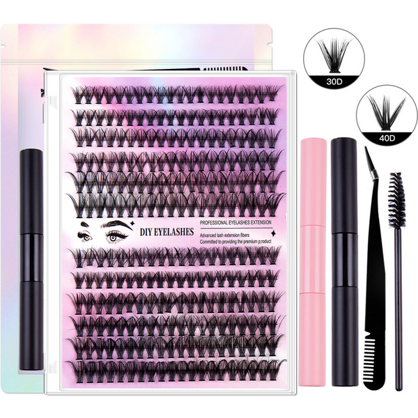 240 Cluster Hot Melt Segmented False Eyelashes Kit 30D 40D Single Cluster Fluffy Lashes With Glue Set-image