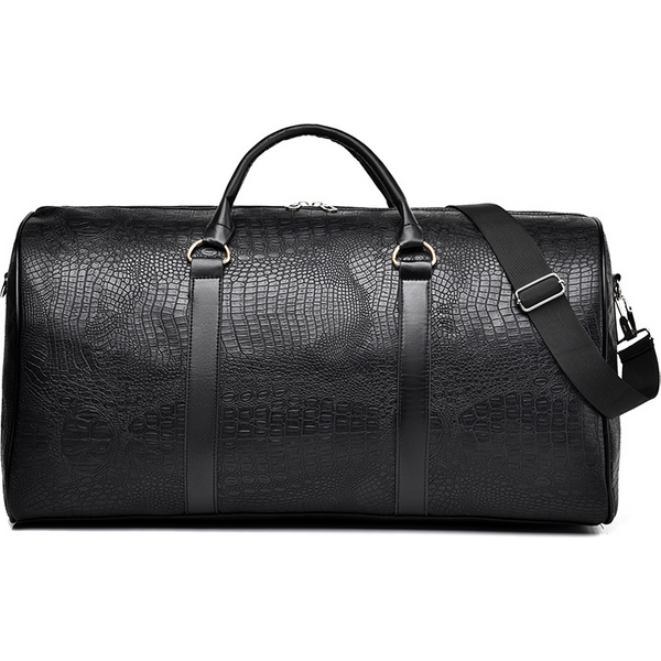 Large Capacity Men's Travel Bag Trend Crocodile Print Waterproof Duffel Bag Travel Commuter Storage Bag-image