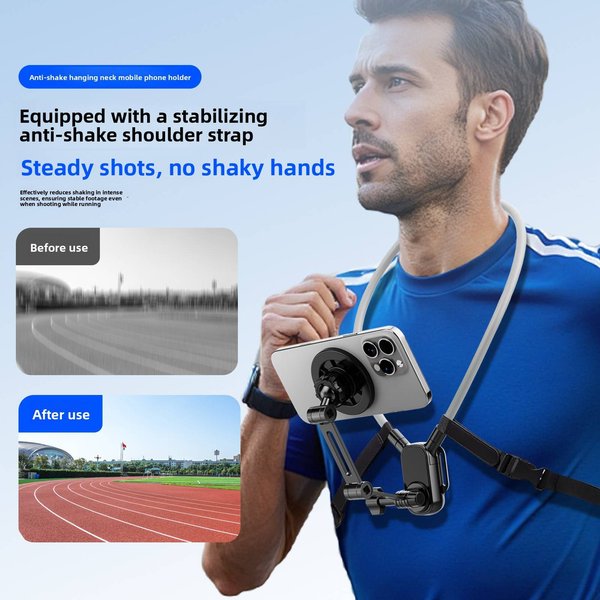 Magnetic Neck Phone Holder For Hands-Free Recording – Adjustable 360° Rotatable Mount For Cycling, Fishing, Vlogging-image