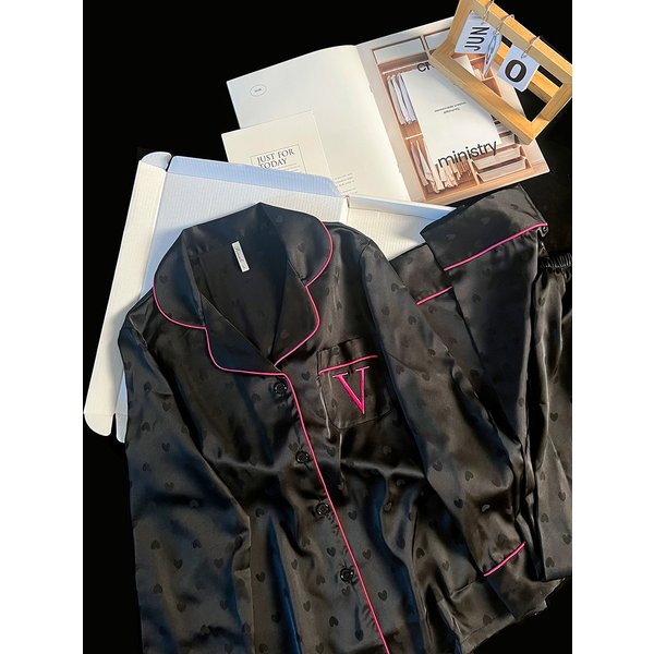Underwear Pajamas Female Ice Silk Light Luxury Spring And Autumn Long Sleeve New Home Clothes Suit-image