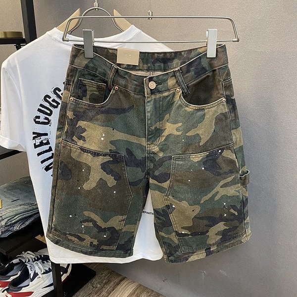 Men's Heavyweight Camouflage Cargo Shorts Summer Trendy Straight Leg Casual Five Point Pants Youth-image