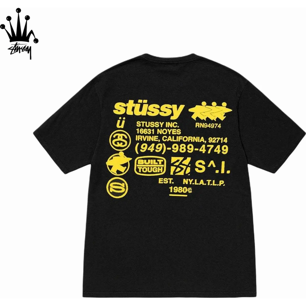 Stussy FW24 Dna Tee Pigment Dyed Back Logo Print Loose Round Neck Short Sleeved T-Shirt Unisex-image