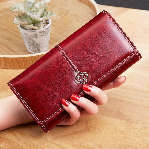 Hot Wallet Women's Long Retro Zipper Large Capacity Hand Bag New Mobile Phone Bag Function Card Bag Wallet-image