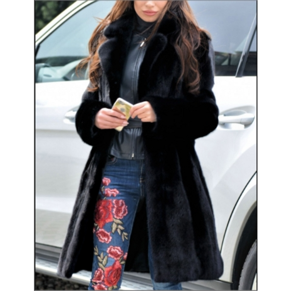 Women's Mid-Length Fur Coat Loose Fluffy Soft Lamb Wool Warm Coat-image
