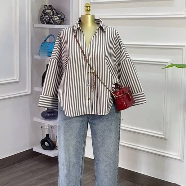 Women's Clothing Fashion Lapel Casual Shirt Loose Fit Summer Style Niche Top Blouse-image