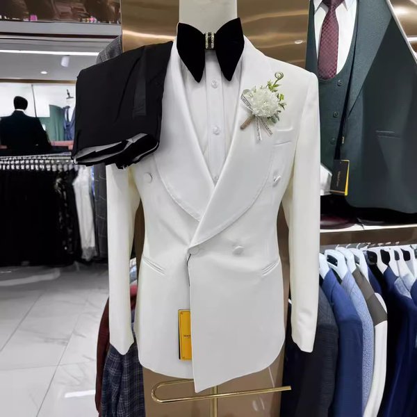 Men's 2 Piece Casual Wedding Emcee Suit Handsome Fit Blazer And Pants Set For Wedding Mc-image
