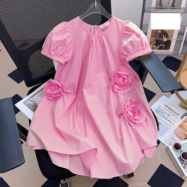 Kid's Clothing Girls' Stylish Dress 2024 Summer New Style For Middle And Large Children Korean Style Stylish Sweet Short Sleeved Dress Trend