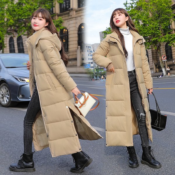 Women's Clothing 2024 Winter New Cotton Jacket Women's Extended Knee Length Slim Fit Girlfriend Warm Thick Medium Length Cotton Jacket-image