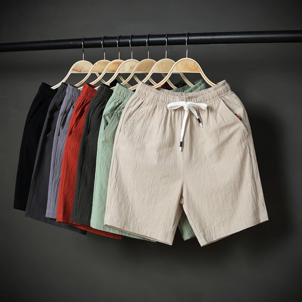 Men's Clothing Summer New Men's Casual Linen Shorts Elastic Waist Breathable Thin Cotton And Linen Loose Five-Point Beach Shorts Men-image