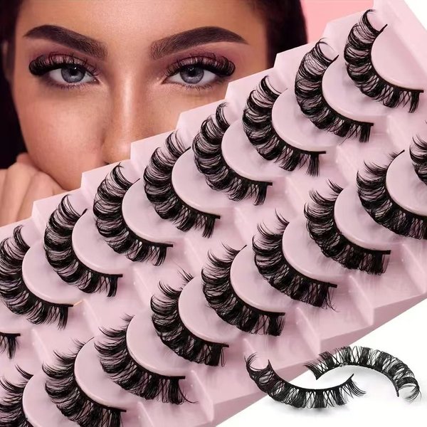 10-Pairs Russian Volume False Eyelashes - D-Curl & Fluffy (Natural Look, Lash Extension & Grafting)-image