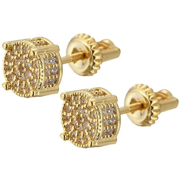 Women's Jewelry Hip Hop Earrings Round Full Zirconium Personality Earrings Four Claw Three Dimensional Trendy Male And Female Couple Earrings