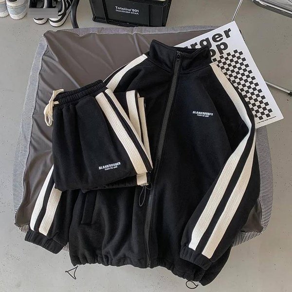 Men's Stand Collar Sweatshirt & Jogger Set – Korean Streetwear Two-Piece Outfit, Casual Sportswear (S-XXXL)