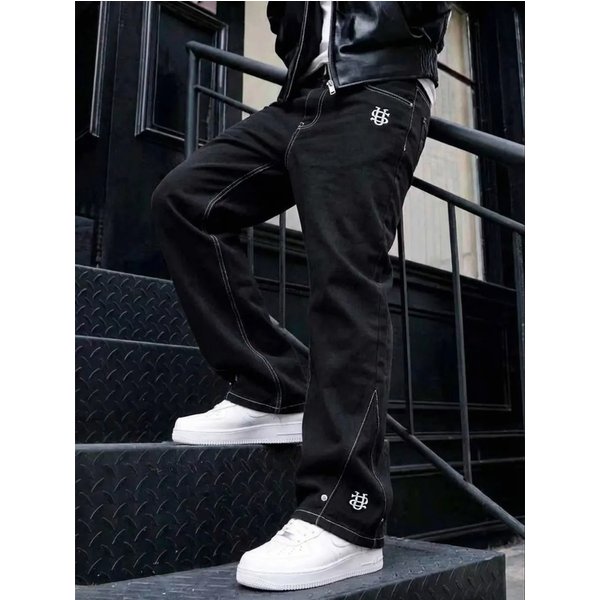 Men's Clothing 2026 Spring New "Us" Embroidered Aaa Trendy Jeans Optimized Heavyweight European And American Black Denim Jeans-image