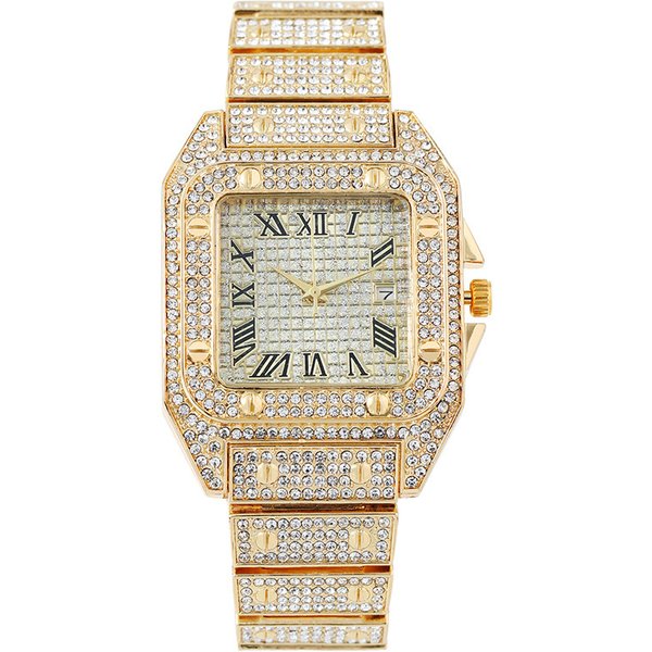 Unisex Explosions Fashion Calendar Square Full Diamond Women's Watch Women's Watch Quartz Pattern Stars-image