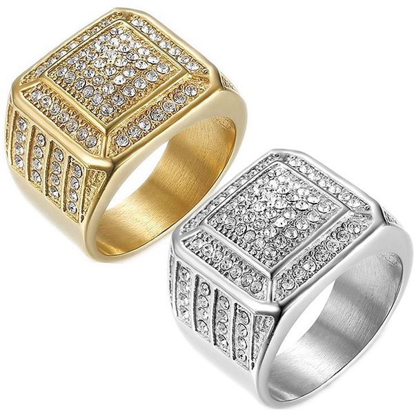 European And American Cross-Border New Hip-Hop Nightclub Titanium Steel Vacuum Gold Plated Luxury Full Diamond HIPHOP