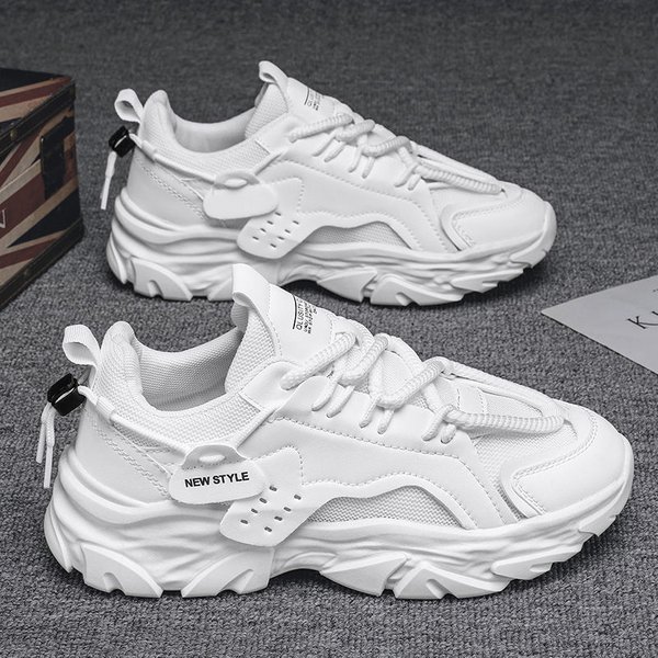 Men's Shoes Summer Breathable New Casual Black Sports Shoes Mesh Thick Sole Heightening Daddy Work Safety Shoes-image