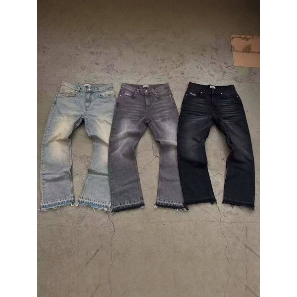 Men's Distressed Embroidered Slim Fit Jeans Vintage Washed Denim Pants With Handmade Rips Straight Leg Comfort Stretch For Casual Wear