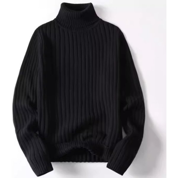Men's Clothing Autumn And Winter Turtleneck Sweater Trendy Slim Fit Thickened Large Bottom Line Sweater Youth Long Sleeve Solid Color Sweater