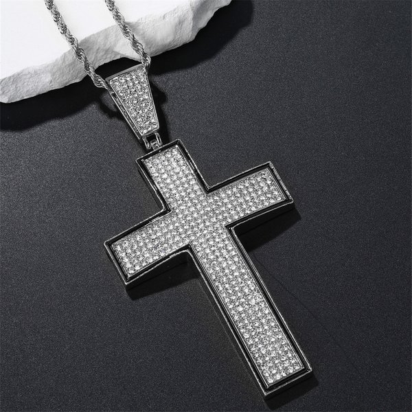 European And American Hip-Hop Style Men's Heavy Full Diamond Cross Necklace Pendant Accessory Personality Street Fashion-image
