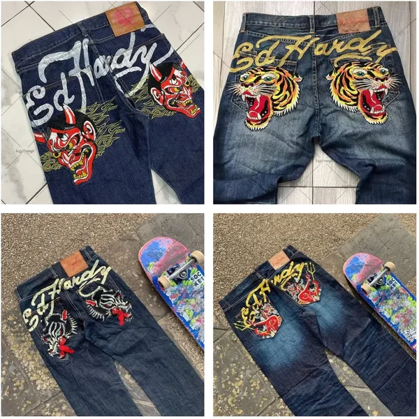 Men's Jeans American Y2K printed street jeans Haruku hip-hop men and women high waist straight retro loose wide-leg