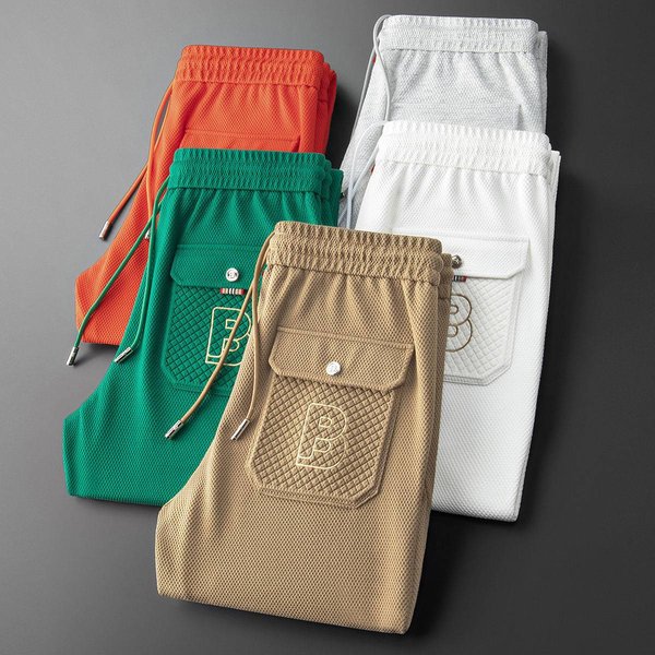 Men's Trousers Summer Light Luxury Trendy Brand Embroidered Letter Sportswear Casual Pants, Men's Thin Tight-Fitting Sweatpants-image
