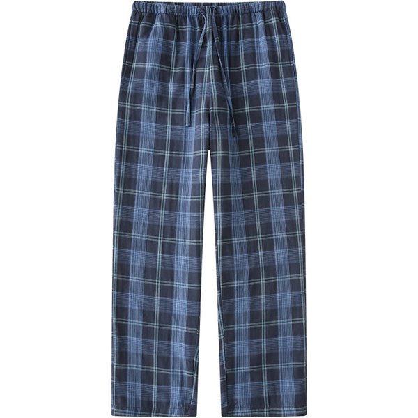 Muji Style Pure Cotton Double Gauze Plaid Couple's Single Pajama Pants For Men And Women's Home Pants Casual Pants-image