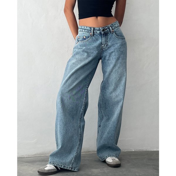 Vintage Low-Rise Washed Straight-Leg Jeans For Women – Classic Denim Pants With Distressed Details, Retro Street Style, Comfortable & Breathable