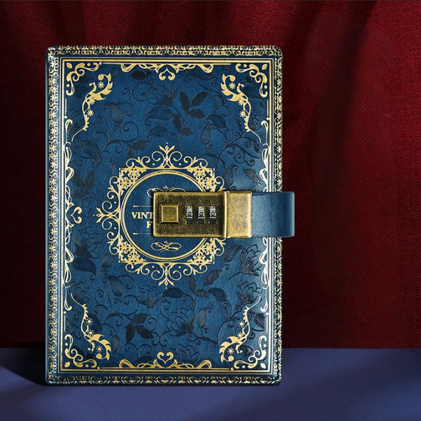 Unisex Retro Password Book With Lock Diary Creative Handbook Student Note Book Stationery Notebook-image