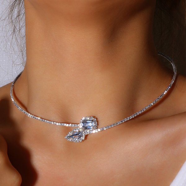 Jewelry Shiny Round Diamond Opening Clavicle Chain Trend Simple Rhinestone Collar Female Choker-image