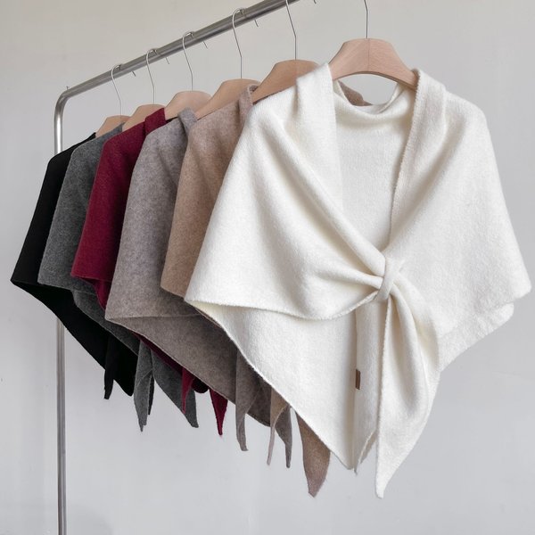 Yakee High-End Triangle Cape For Women Soft Knitted Outerwear Warm Solid Color Scarf Shawl-image