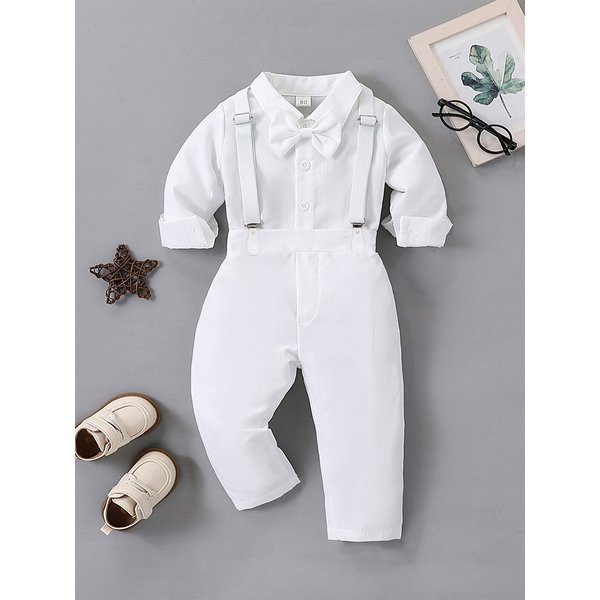 Children In Europe, America, Spring And Autumn, Gentlemen And Boys, Long-Sleeved White Shirt Jacket+Trousers, Three-Piece Children's Clothing Ins-image