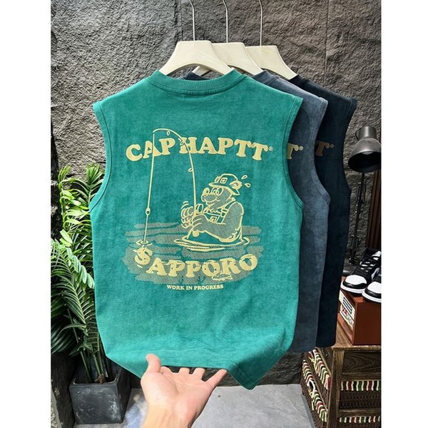 Men's Clothing Fashion Brand T-Shirt Vest Men's 2024 New Sleeveless Waistcoat Casual Round Neck Pullover Sports Short-Sleeved Top-image