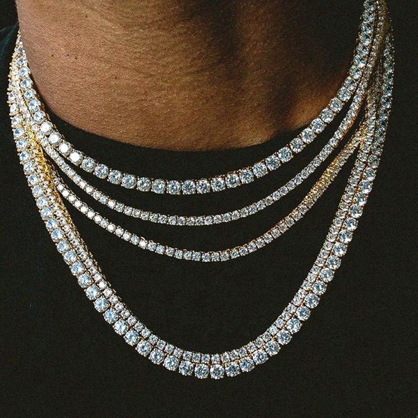 Tennis Chain 4Mm Zircon Tennis Chain Necklace Hip Hop New Stone Inlaid Couple Necklace-image