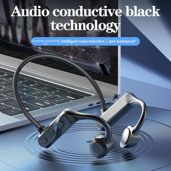 Bone Conduction Earphone Ear Hook 3D Stereo Bass Bluetooth-Compatible 5.0 Sport Headphone Wireless Headset For Outdoor-image