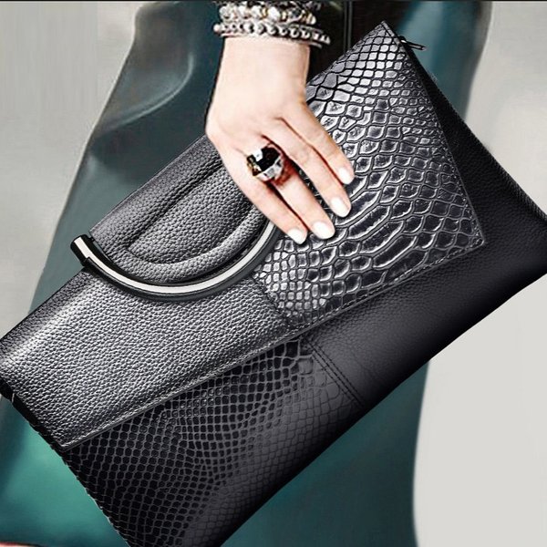 Clutch Bags European And American Retro Business Banquet Clutch Bags Crocodile And Snake Pattern Fashionable And Popular Large-Capacity Handbags-image