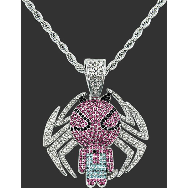 Hip Hop Anime Superhero Jewelry Iced Out Crystal Spider Pendant Necklace For Men Women Cuban Chain Choker-image