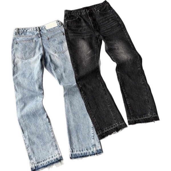 Men's Clothing Retro Washed Distressed Frayed Jeans For Men And Women Hip Hop Casual Street Loose Flared Pants