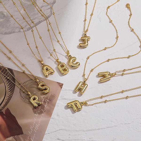 Jewelry Balloon Glossy Letter Necklace Simple Chubby English Letter Clavicle Chain-image