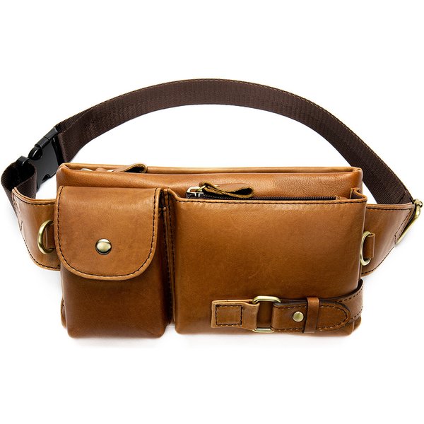 Marant Leather Waist Bag Men's First Layer Of Cowhide Men's Shoulder Messenger Bag Mobile Phone Waist Bag Men's Messenger Chest Bag Men-image