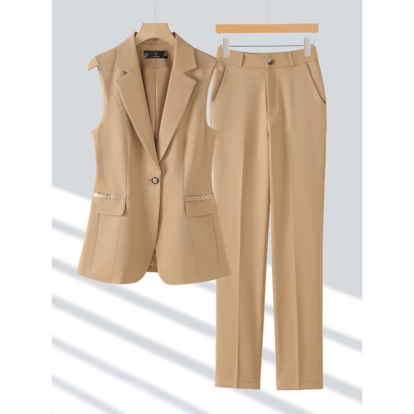 Women's Clothing New Autumn High End Slim Temperament Professional Vest Two Piece Suit-image