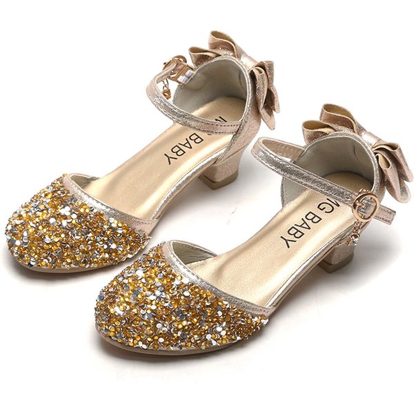 Mother & Kids Korean children's shoes 2024 summer girls sandals princess shoes crystal high heels little girl student catwalk shoes trendy