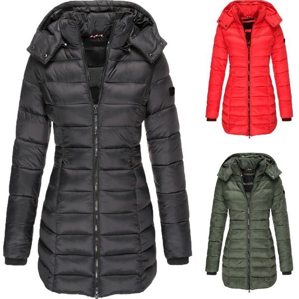 Women's Clothing cotton padded jacket women's mid length slim fitting cotton padded jacket warm winter coats padded jacket