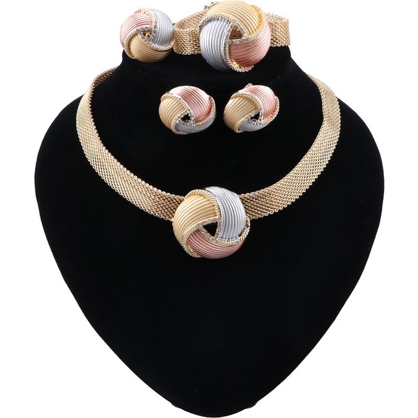 Dubai Gold Jewelry Sets For Women Big Necklace Jewelry Set Women Bridal Jewelry Sets Wedding Accessories