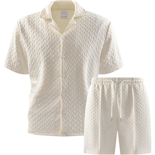 Men's Fashion Polo Shirt Set Short Sleeve Two Piece Spring Casual Clothing-image