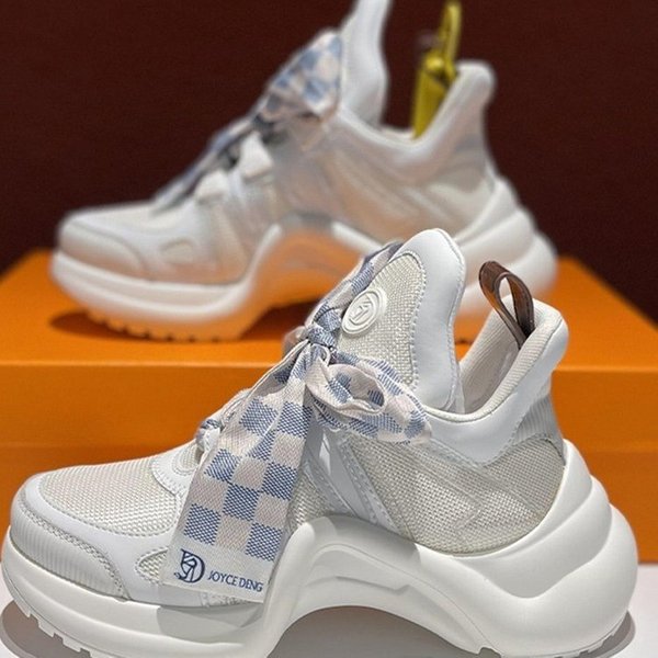 Arch Shaped Bridge Sole Trendy White Sneakers For Women Spring/Summer/Autumn/Winter Super Hot Street Style Dad Shoes Round Toe Mesh Upper Ivory