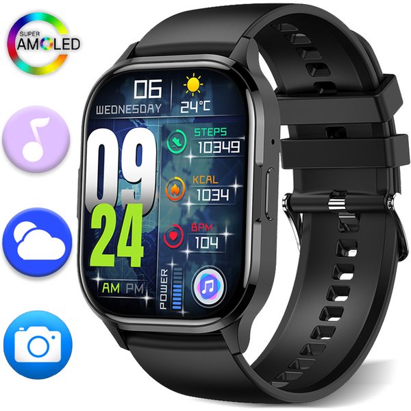 Hot Selling HK21 Bluetooth Smartwatch Amoled Screen Heart Rate Blood Oxygen Outdoor Waterproof Sports Watch-image