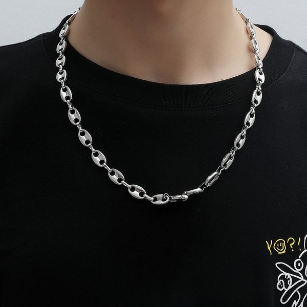 Coffee Bean Chain Bracelet Set And Pig Nose Necklace For Men Women Hip Hop Personality Charm Jewelry Metal Classic Vintage Fashionable-image